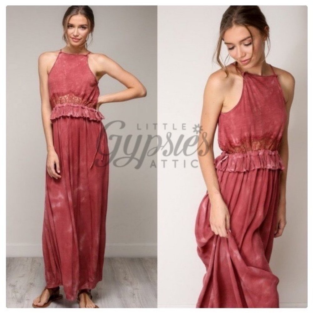 Sarina Mineral Wash and Lace Maxi Dress - Picture 11 of 12